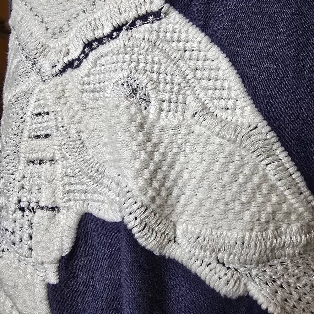 Lucky Brand Embroidered Elephant Wrap Around Navy Blue Tank Top Large - Picture 6 of 9